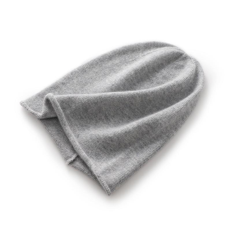 Winter 100% Cashmere Knitted Unisex Warm Hat High Quality Solid Leisure Sleeve Hat Men's And Women's High Quality Hat