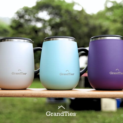 GRANDTIES Premium Vacuum Insulated Mug, 460ml, with Easy-Open Sliding Lid, Stainless Steel Double-Wall Vacuum Insulation, and Insulates Hot and Cold D