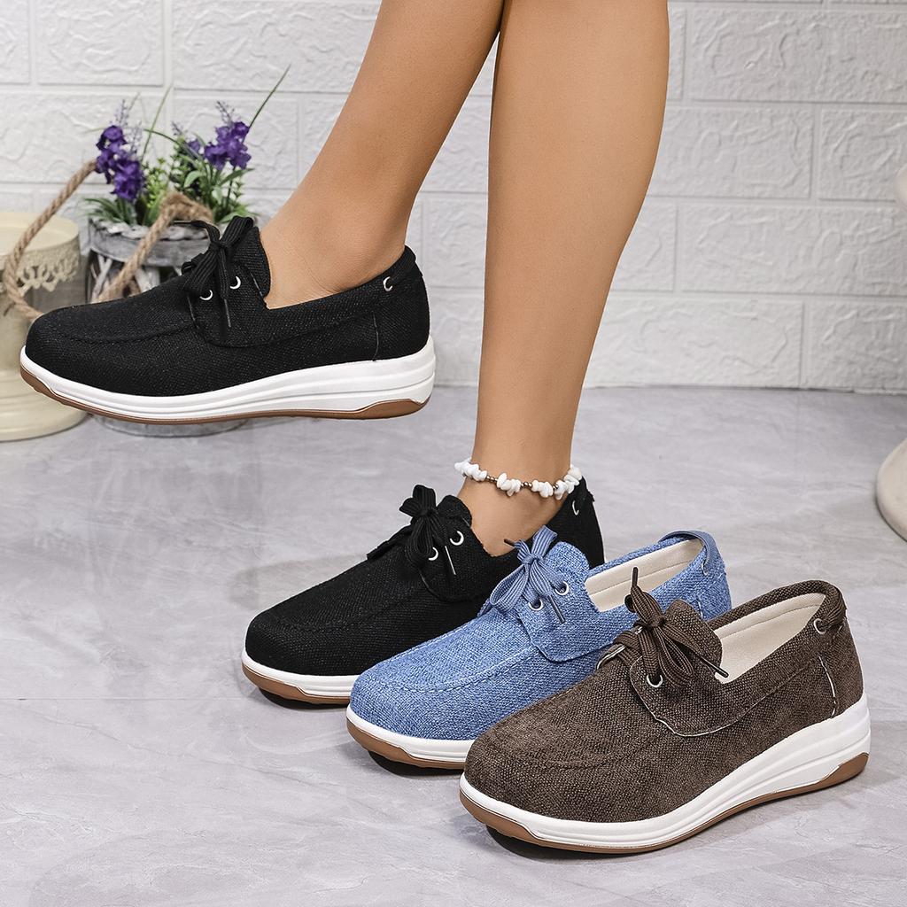 Single Shoes 2025 Spring and Autumn Women's Shoes New Thick-soled One-pedal Foreign Trade Large-size Casual Wedge Single Shoes