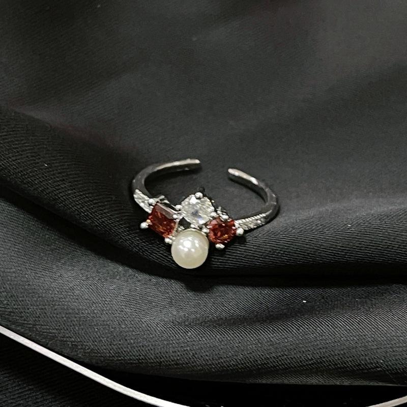 Color Series Yellow Diamond Pink Diamond Red Diamond Open Ring Light Luxury French Premium Sense Micro-Inlaid Diamond Zircon Ring Women