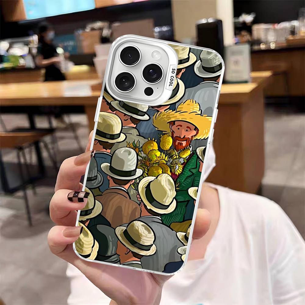 Van Gogh Art Painting For Iphone 15 14 13 Plus 17 16 12 11 Pro Max Matte Colored Silver Luxury Phone Cover