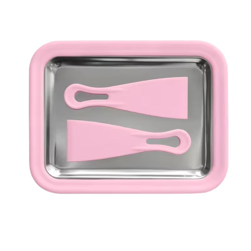 Compact Ice Cream Maker Pan Multifunction Stainless Steel Fried Ice Tray 2 Scrapers Frozen Yogurt Ice Cream Maker Plate Party