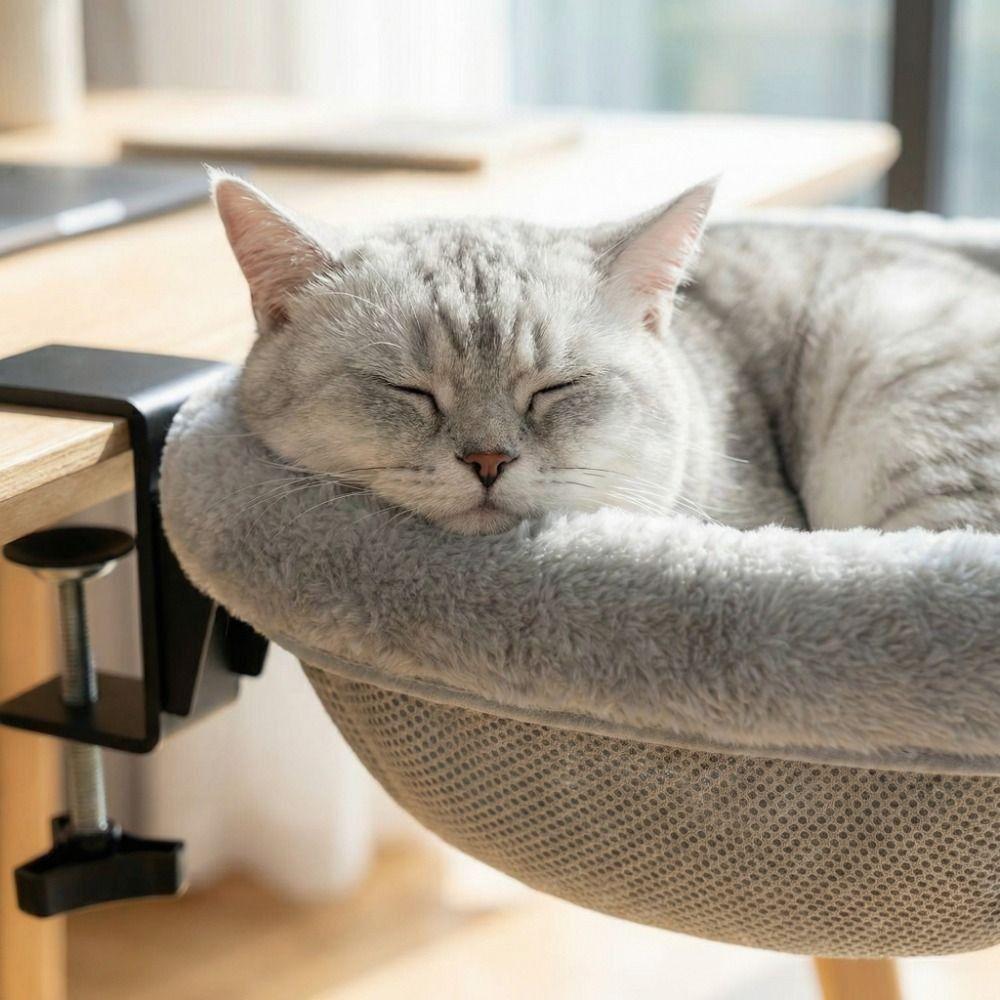 Sunken Design Cat Desk Hammock Space-Saving Cat Perch Soft Cat Table Bed Home Office Desk