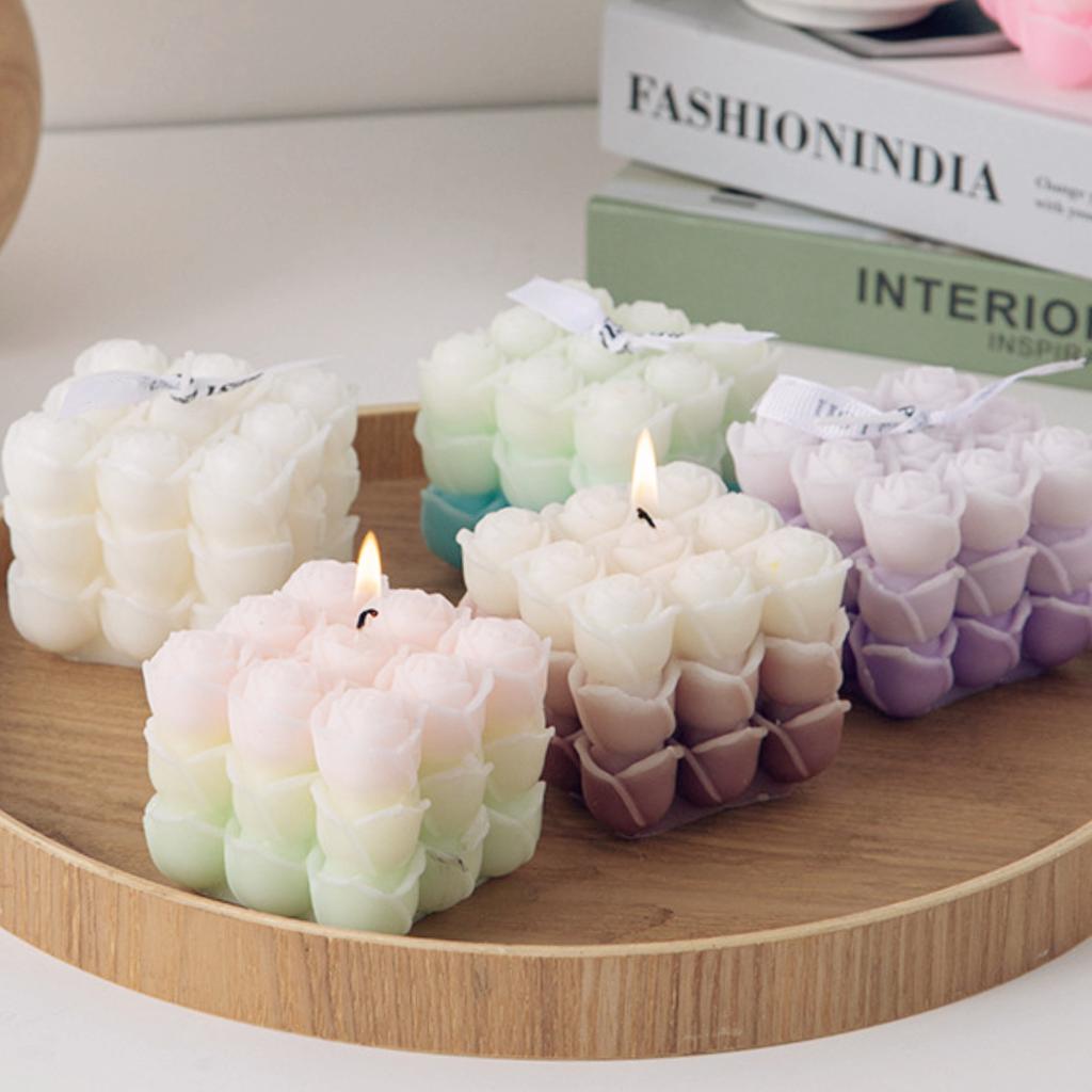 Valentýn Květina Kouzelná kostka Forma na svíčku Růže Kouzelný čtverec Silikonová forma na mýdlo Navrhněte svatbu Romantická výzdoba Dárek pro kutily