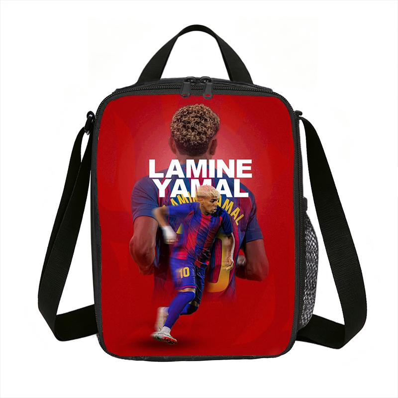 Leer, Reizen Geïsoleerde Lunchtassen L-Lamin Yamal Thermische Tas Voetbalster Lunchcontainer Lekvrije Tote Lunchbox Opbergtassen