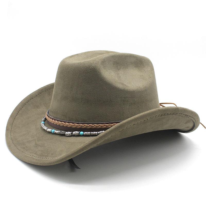 New ethnic style decorative suede jazz top hat with big brim suede one-word top men's and women's denim hat felt hat