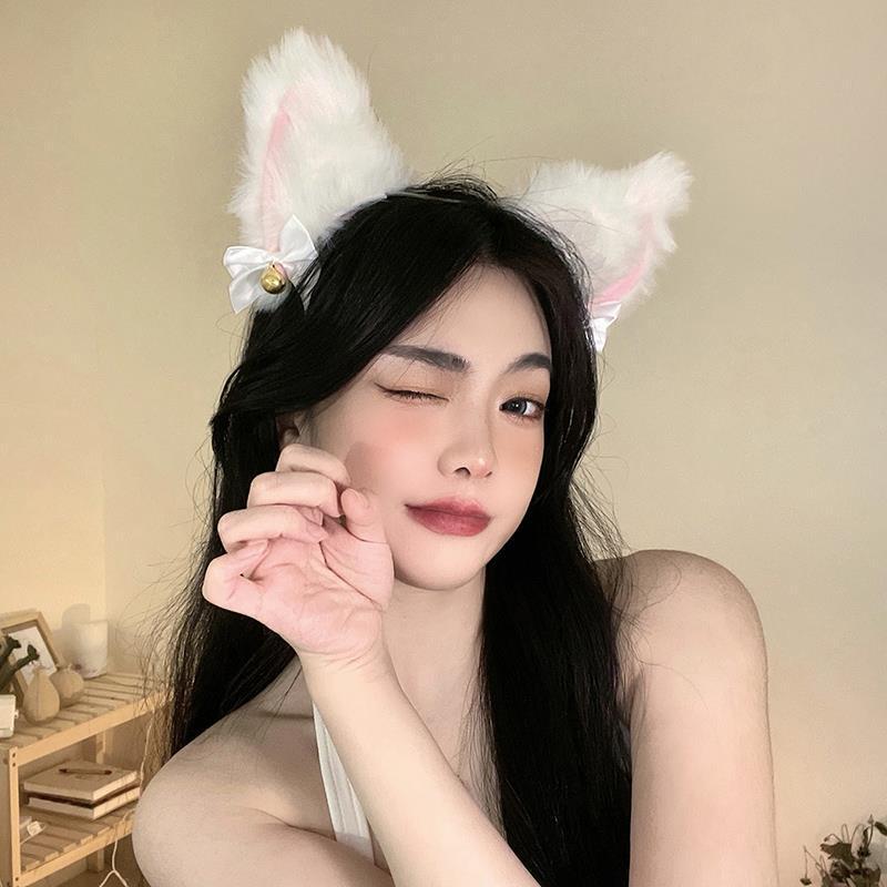 1/2PCS Plush Cat Ears Headband with Jingle Bells - Soft, Furry Cosplay Accessory for Halloween, Anime Parties & Photo Shoots.