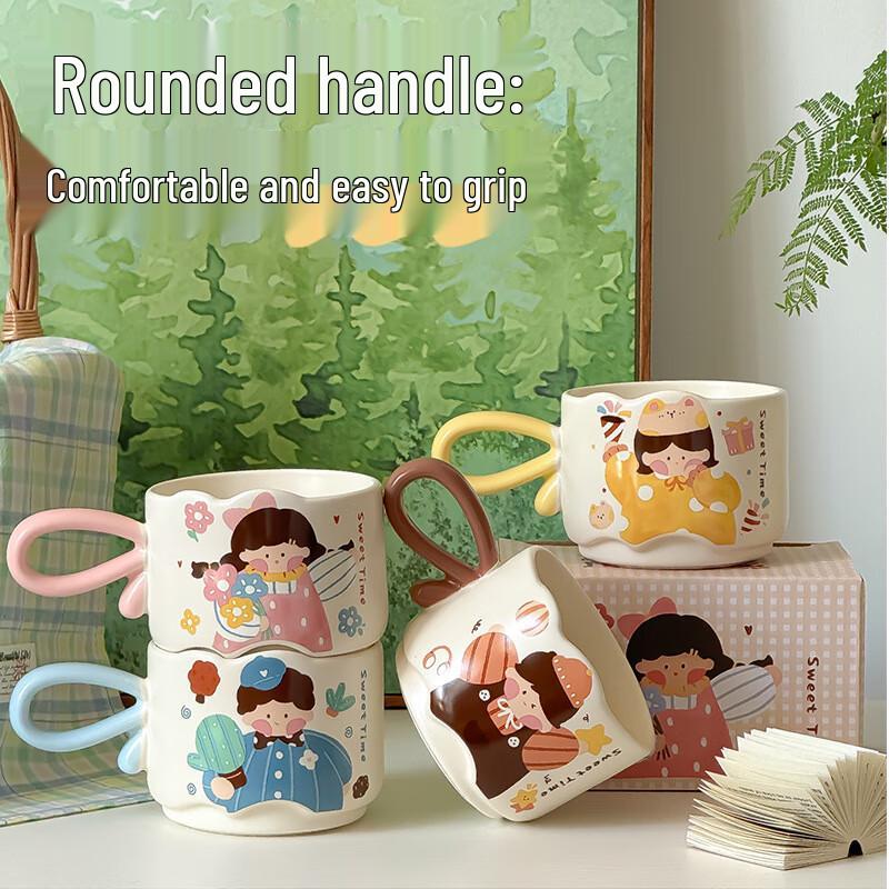 Shangqi Couple Stackable Ceramic Coffee Mug Set with Lid