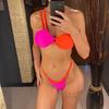 Sexy Splicing Asymmetric One Shoulder Bikini Women Swimwear Bather Bathing Suit Swim Two-pieces Bikini set