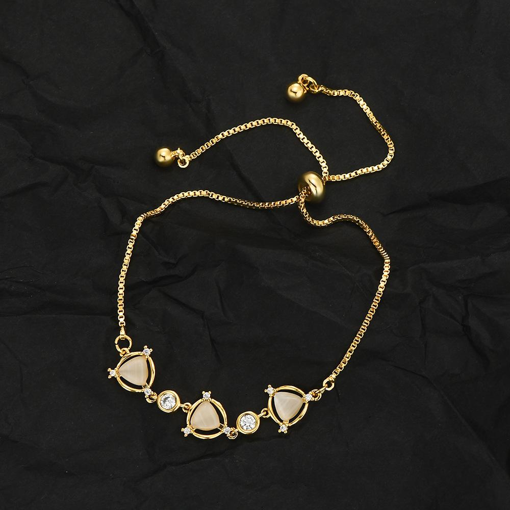 Adjustable Pull-out Bracelet Summer Accessories Skeleton Geometric Cat's Eye Stylish Women's Chain Bangle Perfect Gift for 2026