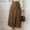 ZANZEA Women Summer Casual Solid Color High Waist Skirts