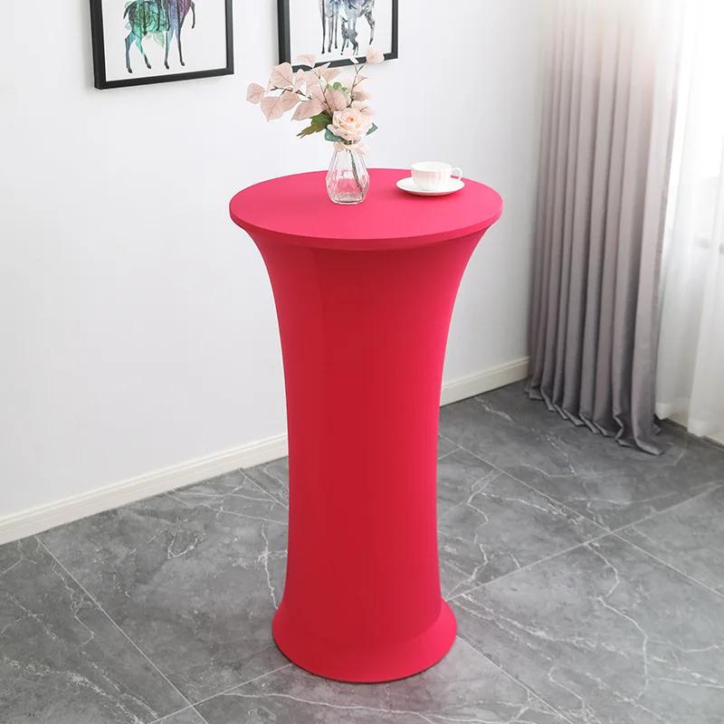 Cocktail Round Tablecloth L Spandex Stretch High Top Round Table Cover for Wedding Banquet Birthday Outdoor Party Bar Fair Table