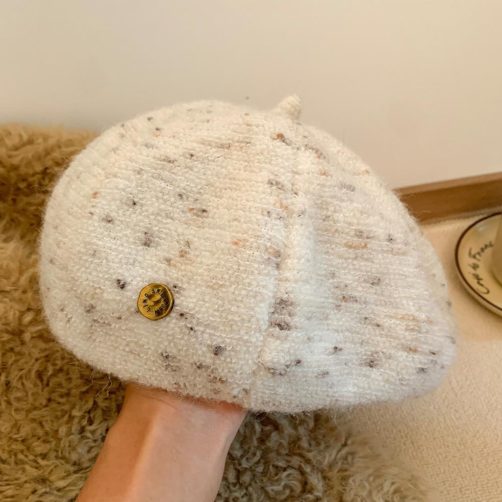 Maillard Coffee Color Knitted Beret for Women in Autumn and Winter Small Face  Large Head Circumference  Warm and Versatile Cloud Painter Hat