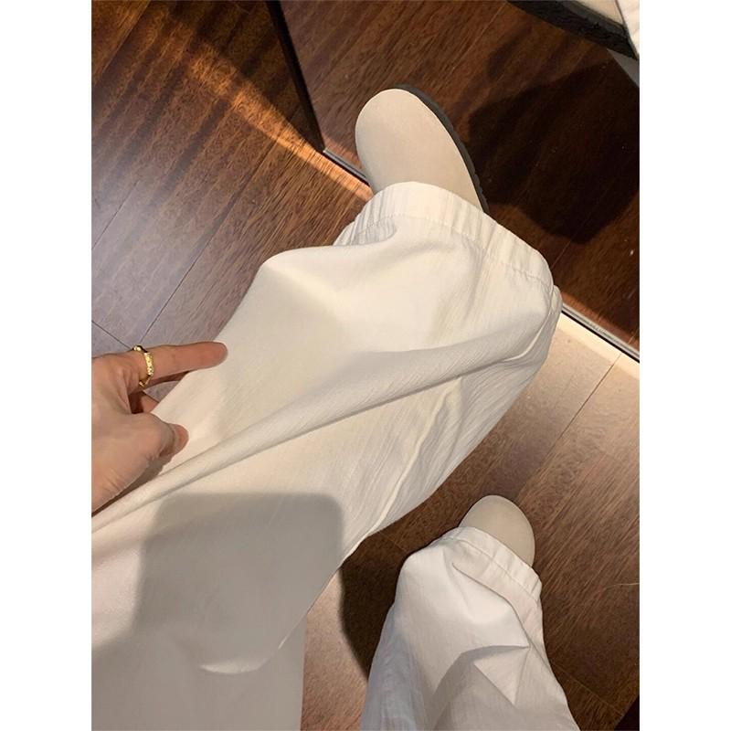 High-Waisted White Wide-Leg Pants - Plus Size, Slimming, Pear-Shaped Fit, Casual Autumn 2025