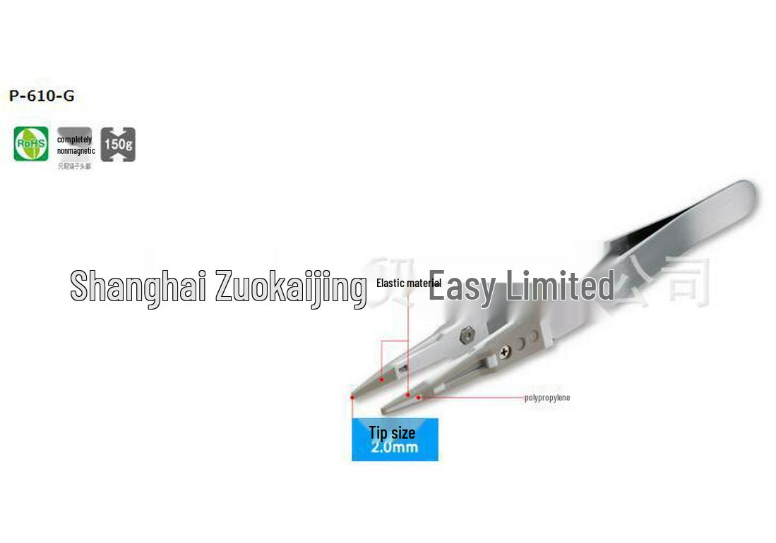 Zuo Kai Jing offers HOZAN P-610-G soft material tweezers with heat-resistant tips up to 100°C. Model P-610G-1