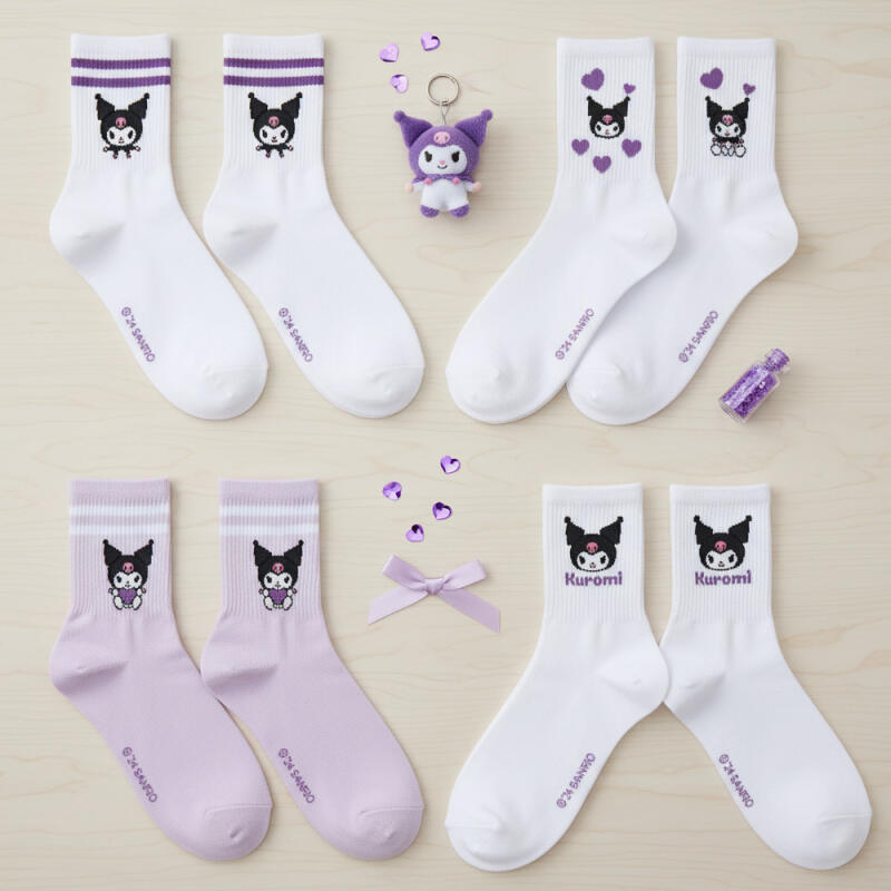 Kuromi Multi Junior Mid-Calf Socks 4-Pair Set