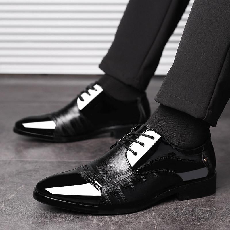 New spring men's business casual leather shoes Korean version of fashion versatile trend pointed British style leather shoes office shoes