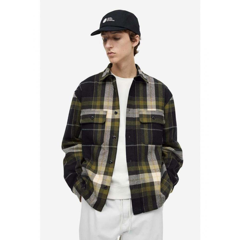 

H&M рубашка свободного кроя темно-зеленый черный 1070734005