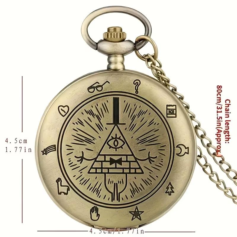 Weird town pocket watch triangle retro personality creative flip style retro couple neck necklace watch hanging watch