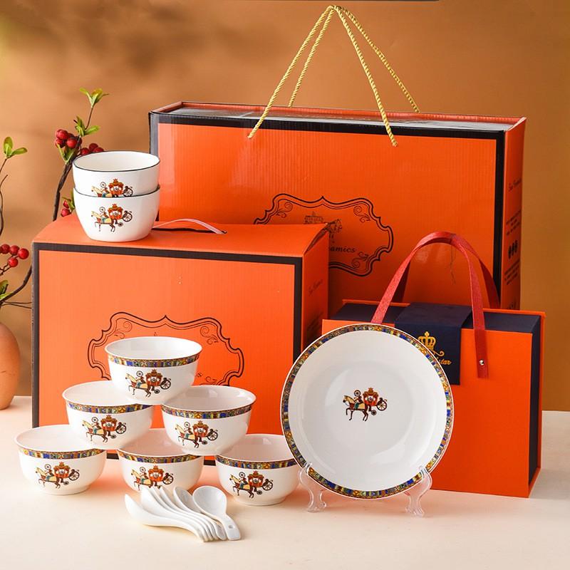 Elegant European-Style Ceramic Dinnerware Set 13-Piece Gift Box Wedding Housewarming Business Opening