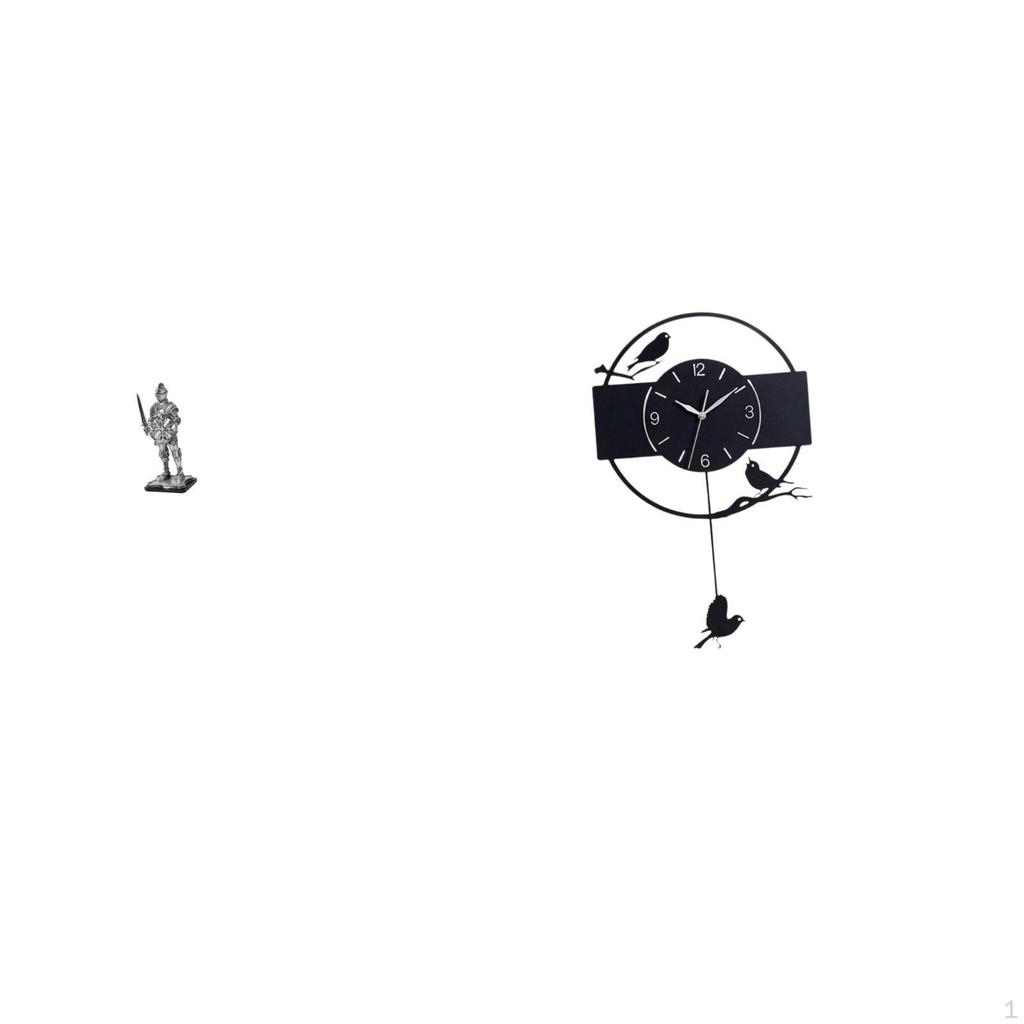 Vintage Knight Sculpture And Minimalist Bird Wall Clock Creative Tabletop Hanging Art Ornament
