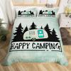 Happy Camping Dekbedovertrek Queen Cartoon Caravan Camping Beddengoedset Boerderij Stijl 3D Camper Dekbedovertrek Met Kussenslopen
