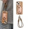 3D Djur Tecknad Kapybara Mjukt Silikon Telefonfodral för iPhone 16 15 14 13 12 Pro Max 16pro Stötsäkert Fodral med Handledsrem