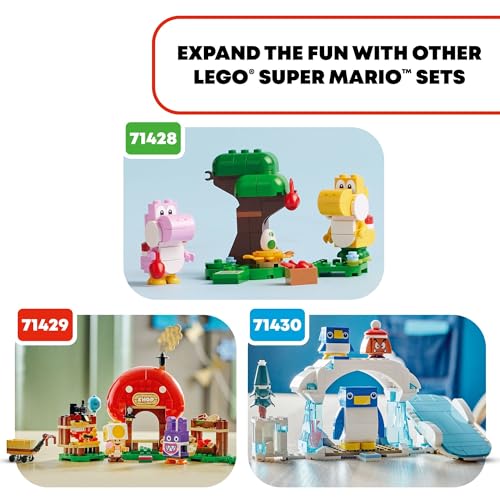 LEGO Super Mario Yoshi's Egg-Like Forest Expansion Set, Super Mario Collectible Toy for Kids, Includes 2 Brick-Building Characters, for Girls and Boys