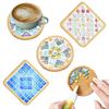 DIY Glass Mosaic Tiles Kit with Wooden Mixed Color Mosaic Craft Supplies Package for Handmade Home Gifts 4-Piece Coasters, Adults, Decor,