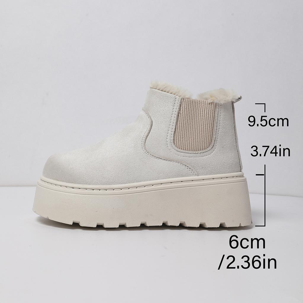 British Style Solid Color Platform Snow Boots Women Winter Soft Short Plush Warm Ankle Boots Woman Faux Suede Booties Female