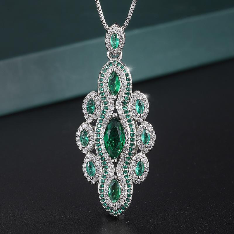 Jewelry Copper Gold Plated Retro Jewelry Women'S Simulation Emerald Handmade Diamond Women'S Suit Main Stone 5 * 9