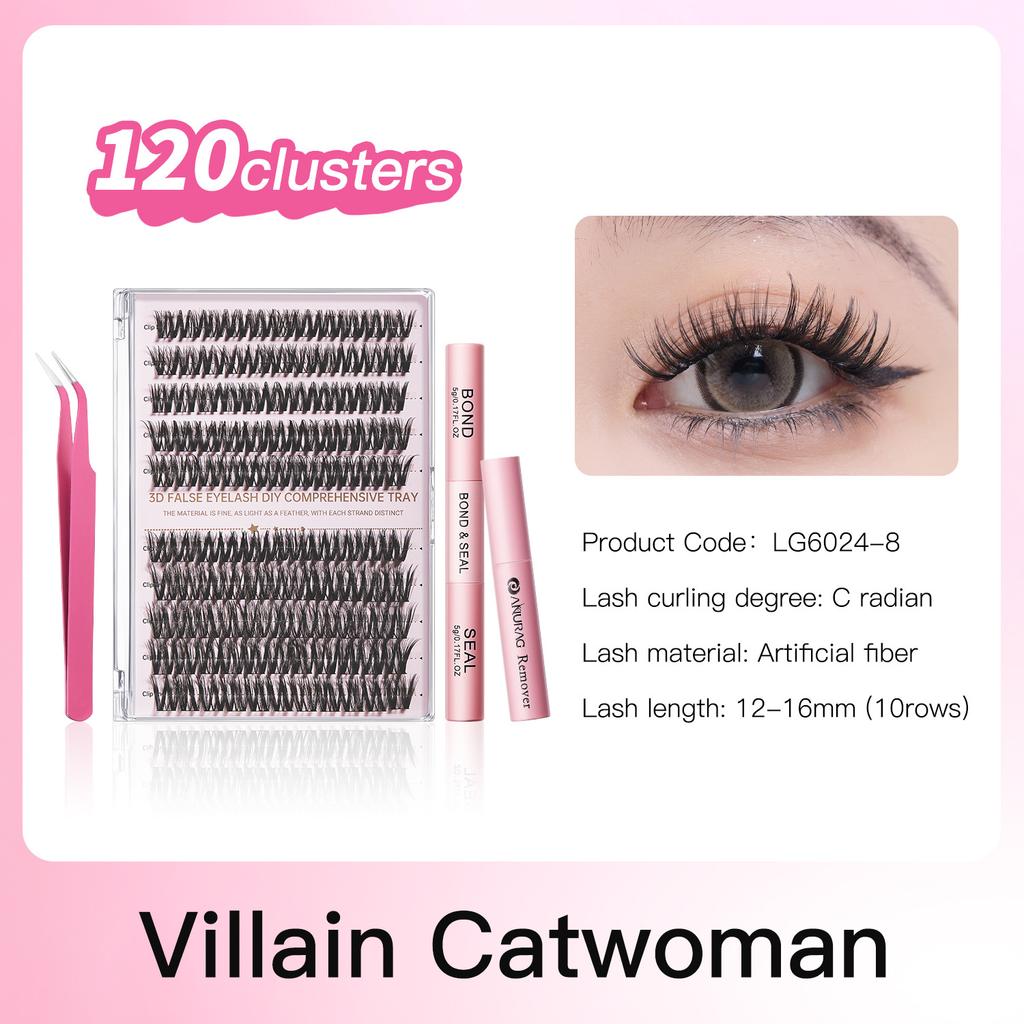 Life Girls 3D Volume False Eyelash Kit – Fluffy & Natural Cluster Lashes, DIY Individual Lash Extensions, Hot Melt Glue Applicator Set