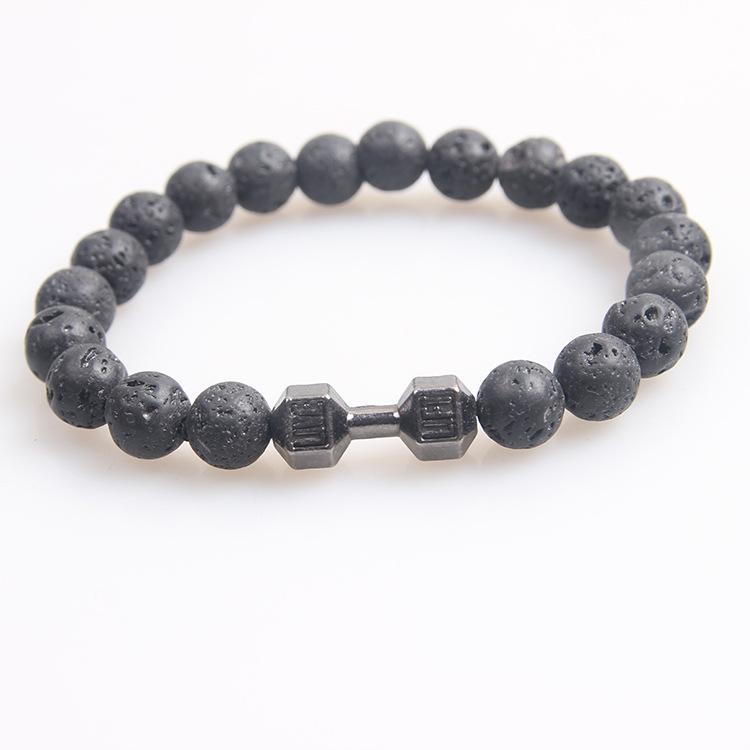 Volcanic Stone & Metal Dumbbell Prayer Beads Fashion Bracelet
