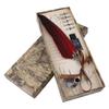 Without Ink Calligraphy Feather Dip Quill Pen with 5 Replacement Nibs Carved Base Quill Pen Set Retro Style Multiple Colors