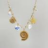 Conjunto de Pulsera y Collar Estilo Océano con Conchas y Estrellas Marinas de Acero Inoxidable