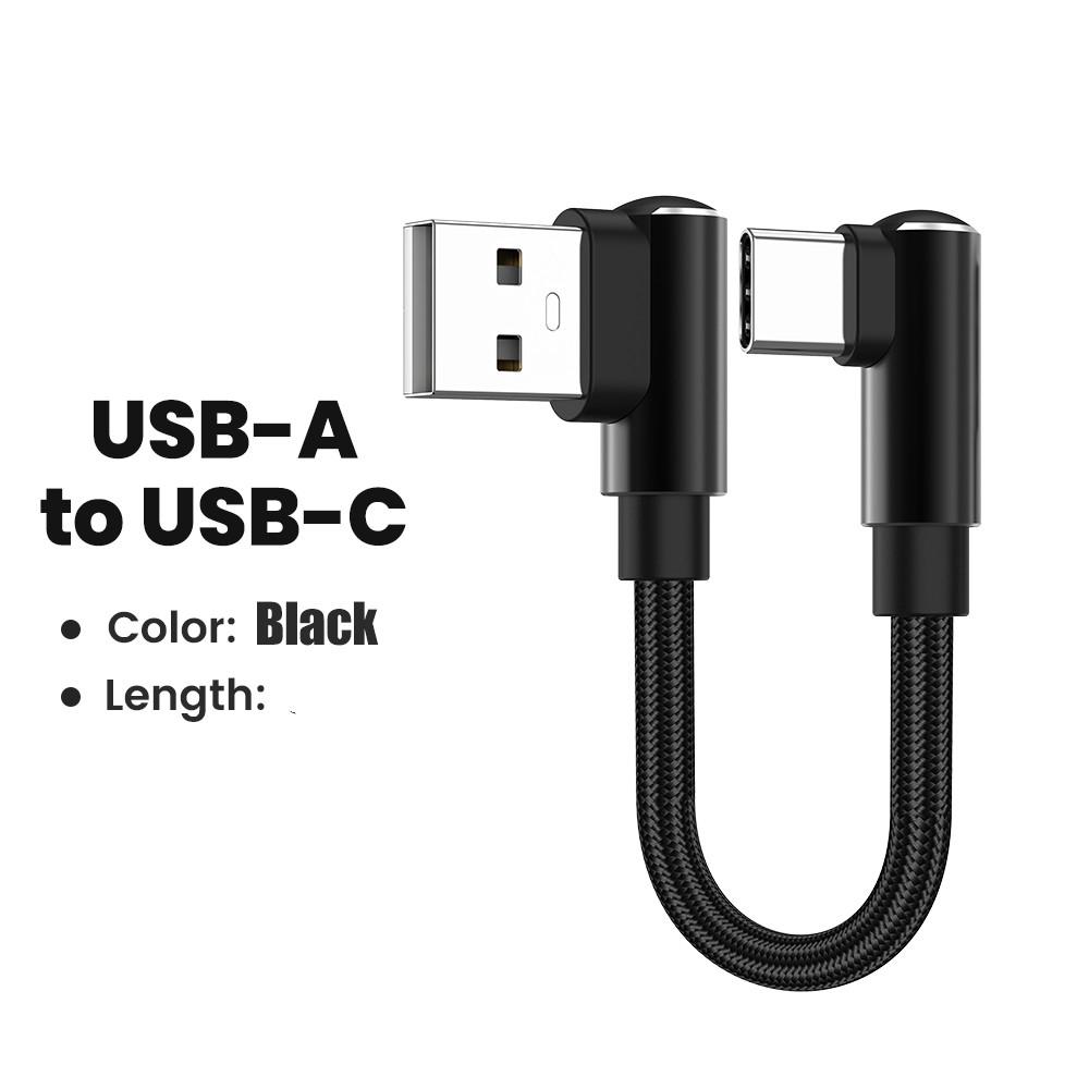 0.25/0.5M Short Cable 90 Degree Elbow USB Type C to Type C Cable 66W Fast Charging Data Cord For iPhone Sumsung Power Bank Cable