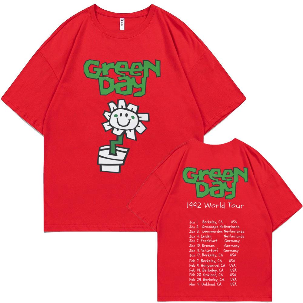 

Лучшая Знаменитая Панк-Группа Green Day 1992 Мировой Тур Футболки Мужские Винтажные Готические Рок Футболки Мужские Хлопковые Повседневные Футболки Оверсайз S