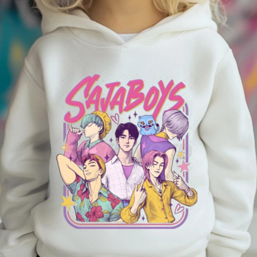 K-pop Demon Hunters Hoodies Boys Girls Long Sleeve Outerwear Saja Boys Print Hooded Coat for Children Fashion Pullover Kids Tops