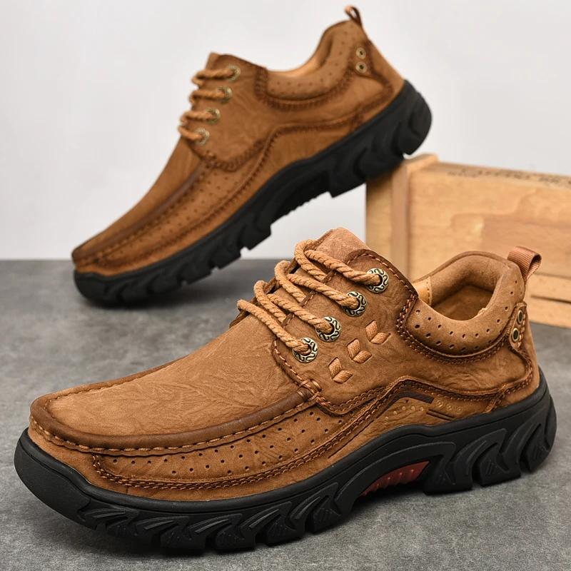 Fashion 2025 New High Quality Men's Shoes Genuine Leather Casual Shoes Waterproof Work Sneakers Cow Leather Loafers Zapatillas Hombre