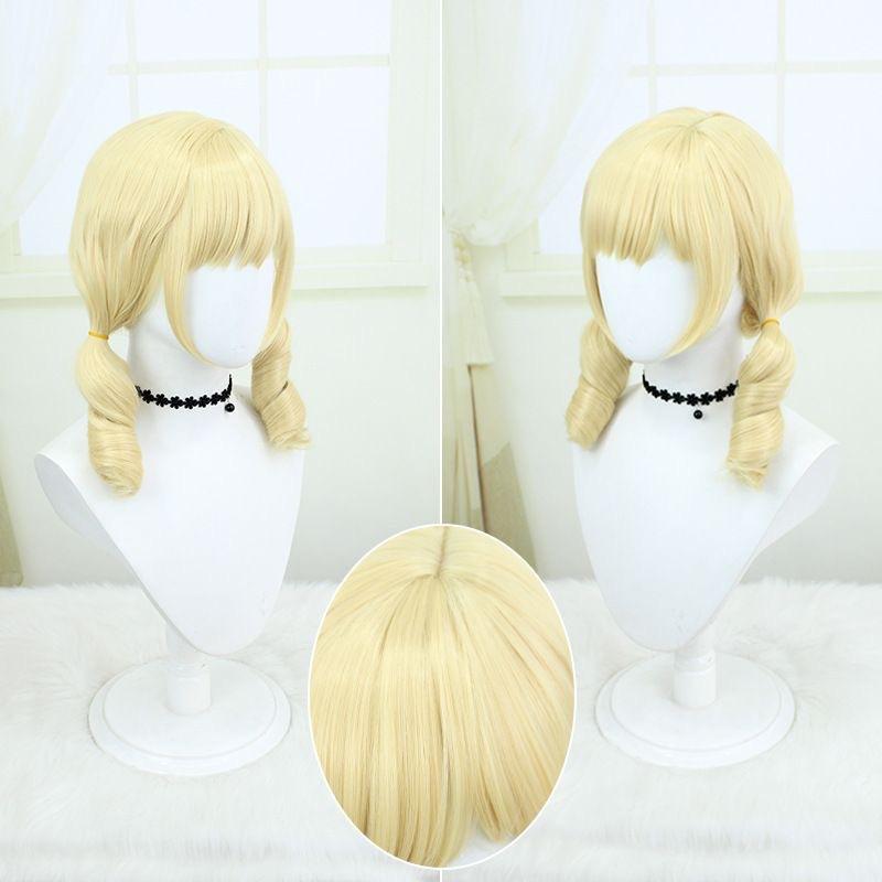 European American Magical Girl Small Round Beautiful Cosplay Wig Light Yellow Curly Hair Simulation Big Scalp Anime