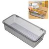 Flatware Tray with Lid and Drainer Dustproof Transparent Fashionable Silverware Countertop Storage Container for