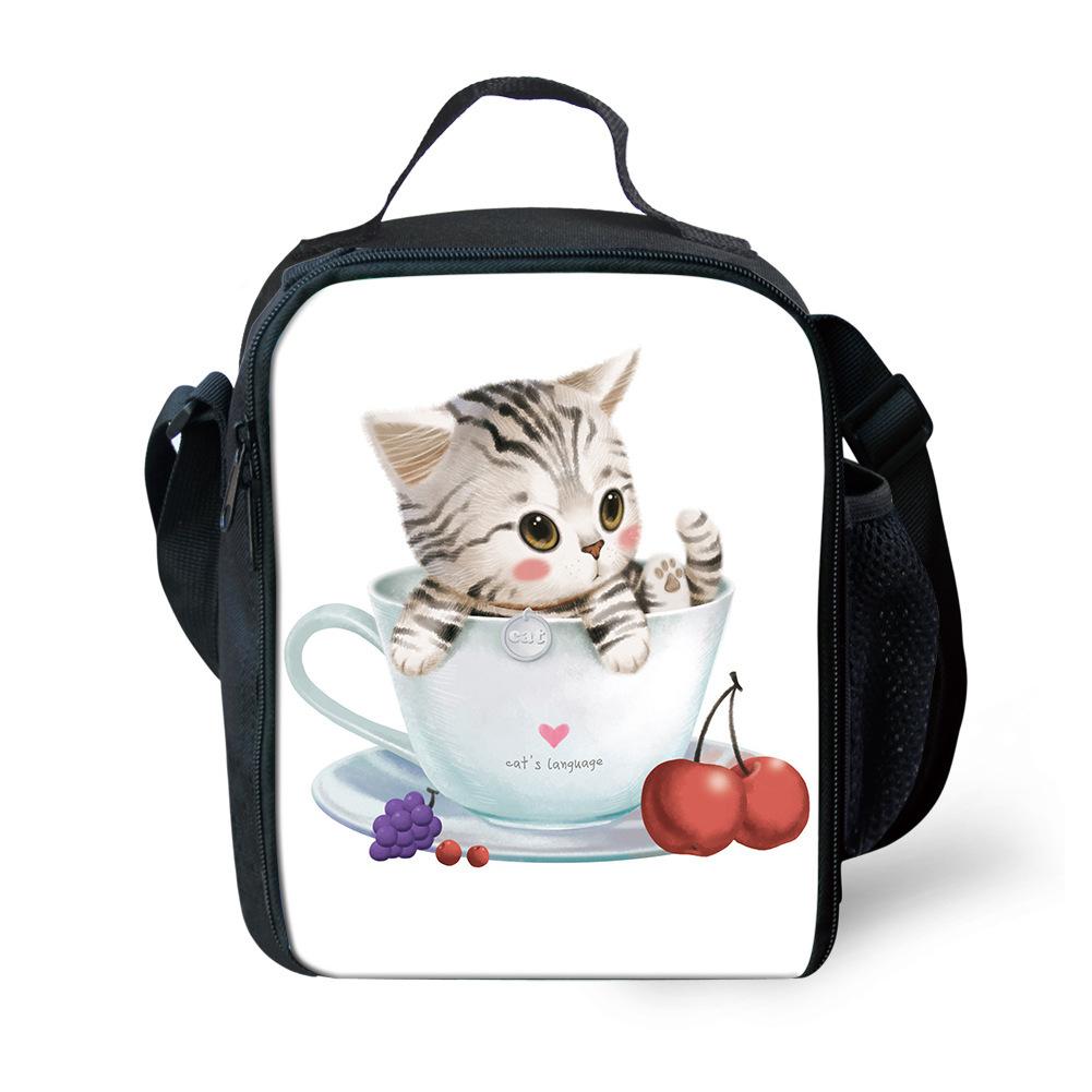 Classic Crossbody Denim pocket Cute Cat Dog Lunchbox Thermal insulation Food Lunch Bag 3D Printed Insulated Handbags Ice Bags