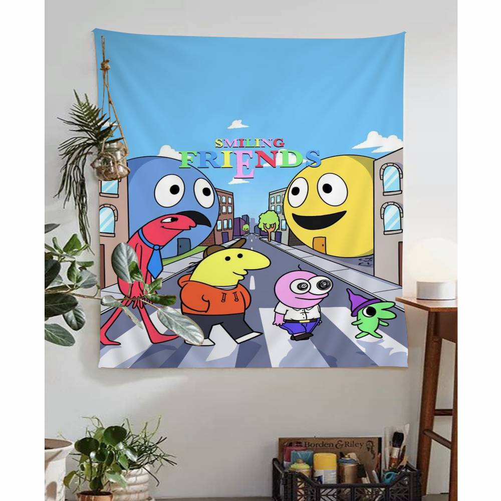 anime Smiling Friends DIY Wall Tapestry for Living Room Home Dorm Decor Wall Art Decor