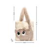 Creative Cartoon Cat Women's Plush Bag Embroidery Large Capacity Tote Bag Simple Fashion Soft Shoulder Bag for Autumn Winter
