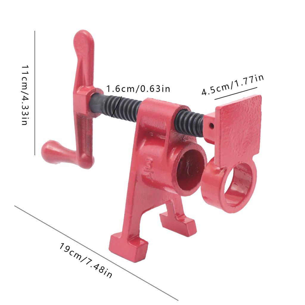 (4 Pack) 3/4" Wood Gluing Pipe Clamp Set Heavy Duty Vertical Bracket Water Pipe Clamp Woodworking Cast Iron Kit Red