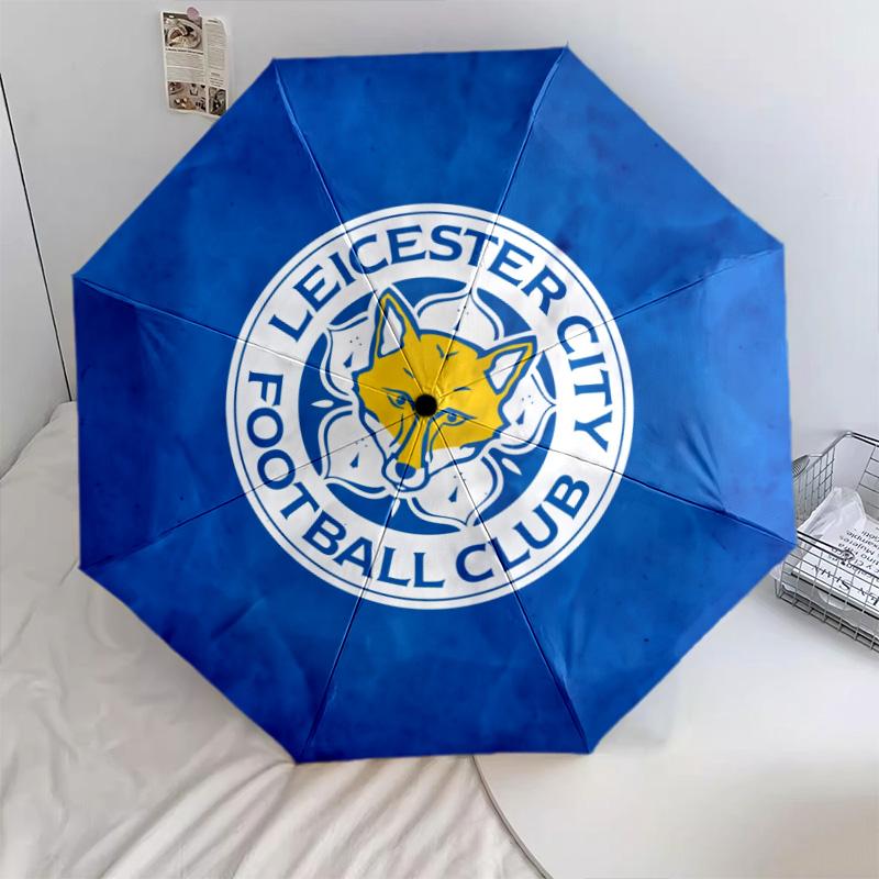 Leicester City FC Pattern, Automatic Folding Umbrella, Portable and Foldable Design, 8 Ribs, a Christmas or Birthday Gift.