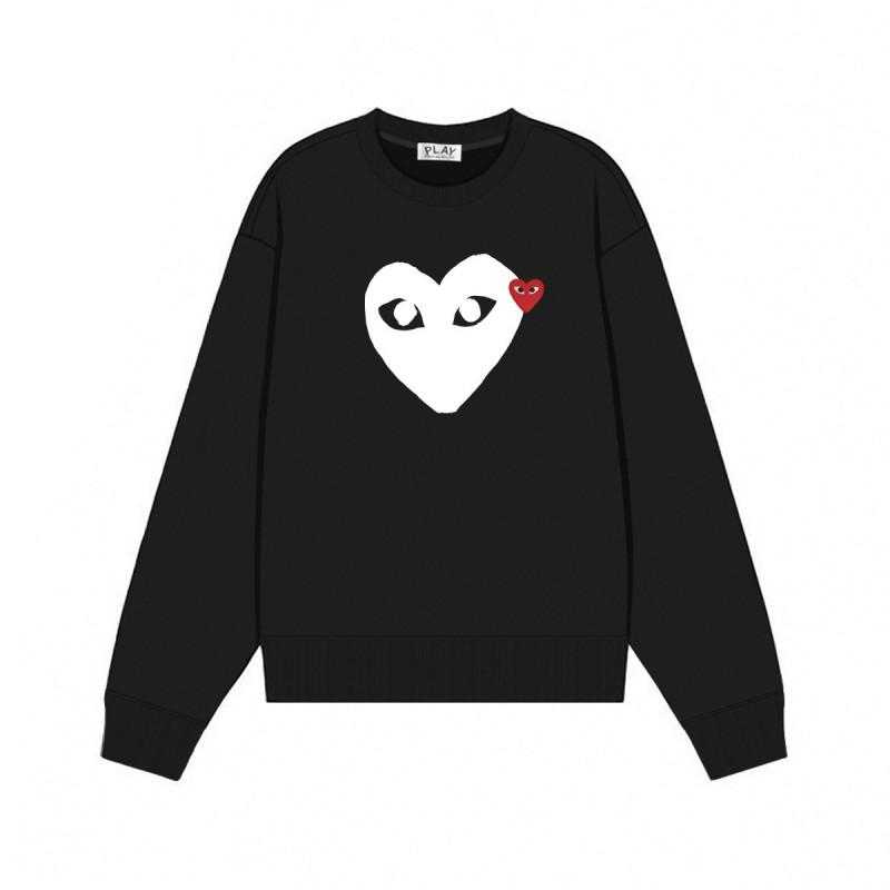 Relaxed Fit Cotton Sweatshirt With Heart Print Long Sleeve Crew Neck Fleece Lined Unisex Winter Casual Top