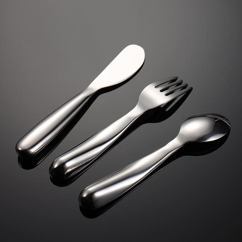 316 Stainless Steel Hollow Handle Love Pattern Children's Knife, Fork and Spoon Western Tableware Baby Food Supplement Practice Spoon