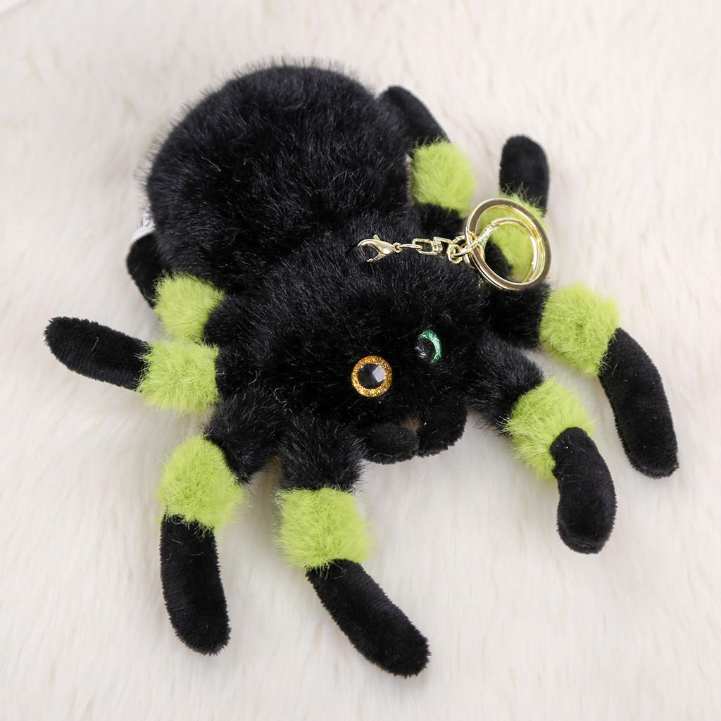Gray Green Brown Spider Plush Doll With Short Hair For Bag Accessories And Gift Ideas For Girls