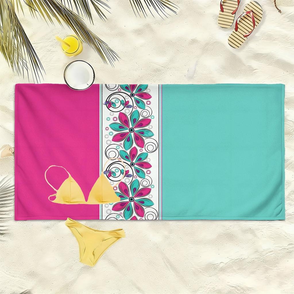 Tropical style with colorful floral patterns polyester microfiber beach towel highly absorbent, suitable swimming beach outings